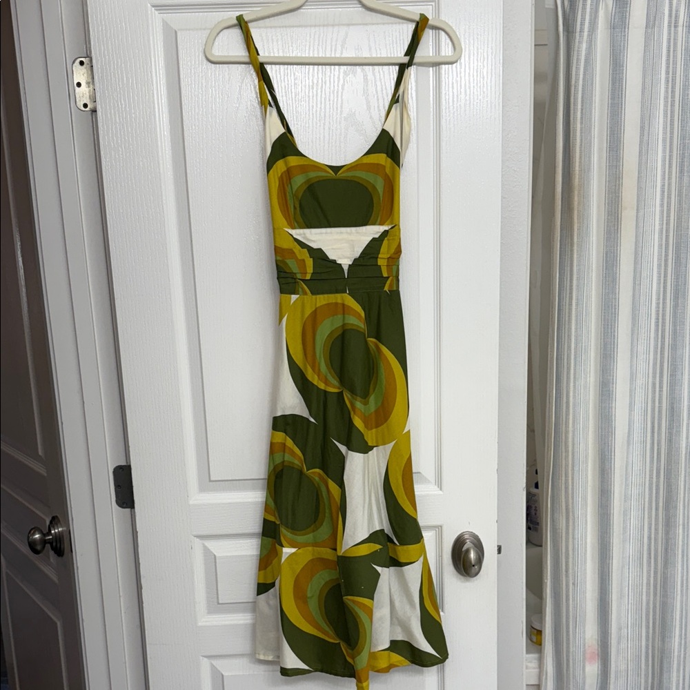 Totem Stylish Green and Yellow Patterned Dress